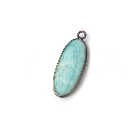 26x12mm Black Gold .925 Bezel Amazonite Plain Oval Pendant 1 Focal Bead