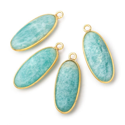 26x12mm Vermeil Bezel Amazonite Plain Oval Pendant 1 Focal Bead