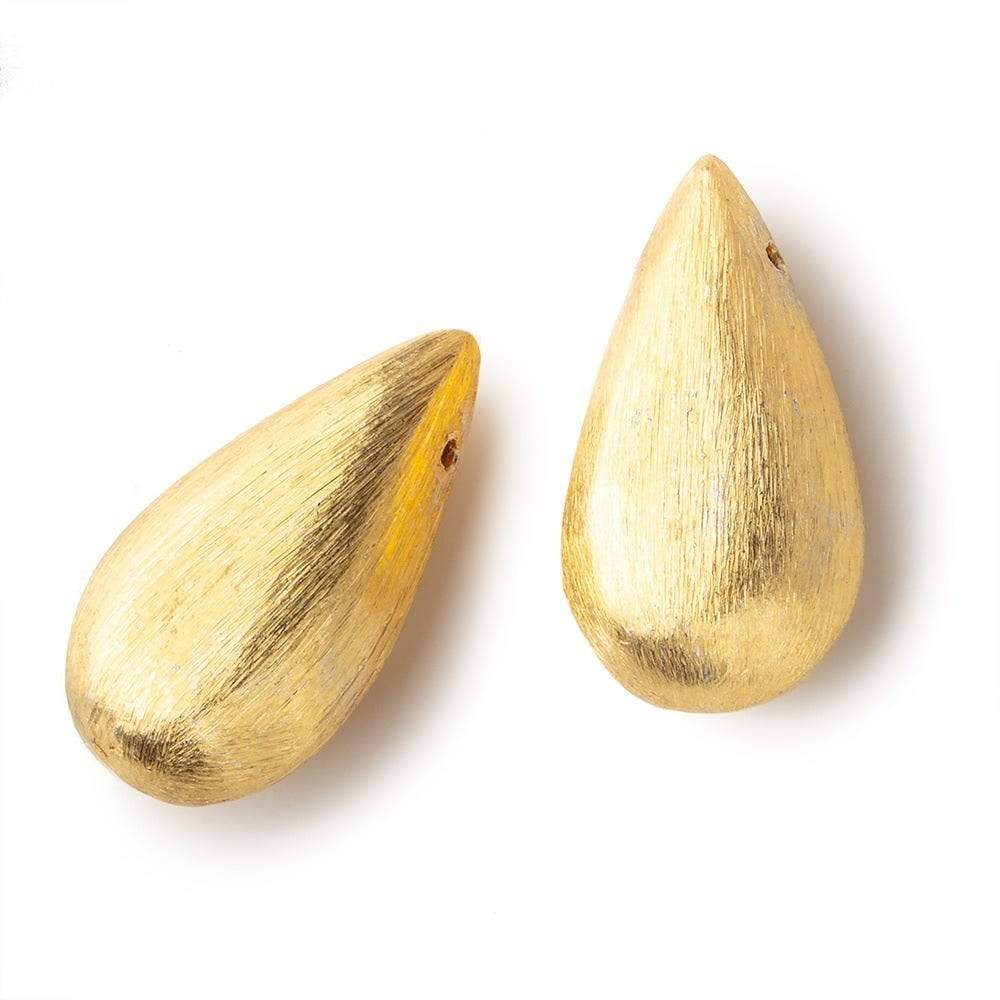 26x14x9mm 22kt Gold Plated Pear Bead Brushed finish Sold as a Set of 2