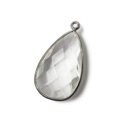 26x16mm Black Gold .925 Bezeled Crystal Quartz faceted Pear Focal Pendant