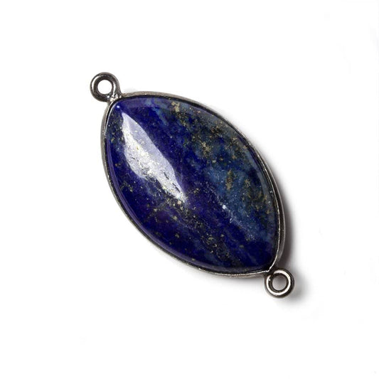 26x16mm Oxidized Silver Bezel Lapis Lazuli Marquise Connector 1 piece