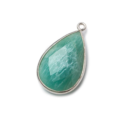 26x17mm Silver Bezel Amazonite faceted pear Pendant 1 piece