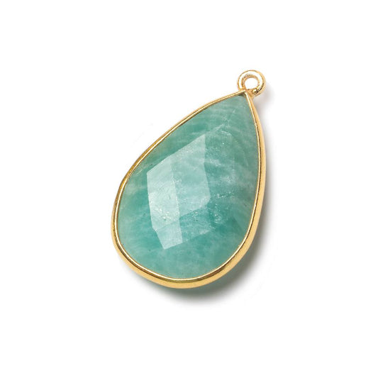 26x17mm Vermeil Bezel Amazonite faceted pear Pendant 1 piece