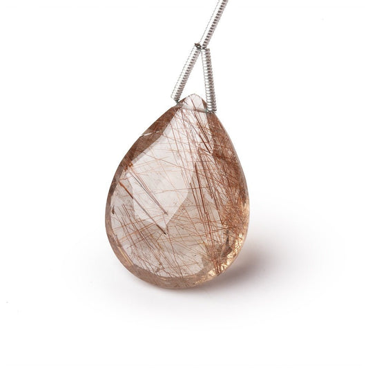 26x19.5mm Rutilated Quartz Faceted Pear Focal Bead 1 piece