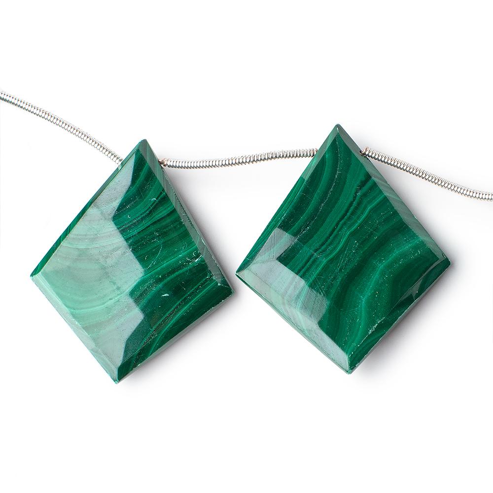 26x20-35x29mm Malachite Faceted Kite Beads 7.5 inch 8 pieces