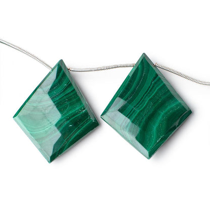 26x20-35x29mm Malachite Faceted Kite Beads 7.5 inch 8 pieces
