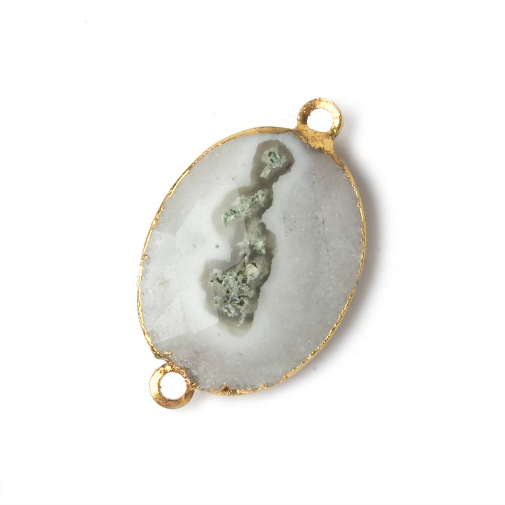 26x20mm 22kt Gold Leafed Natural Stalactite Solar Quartz Oval Connector 1 piece