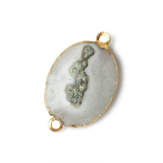 26x20mm 22kt Gold Leafed Natural Stalactite Solar Quartz Oval Connector 1 piece