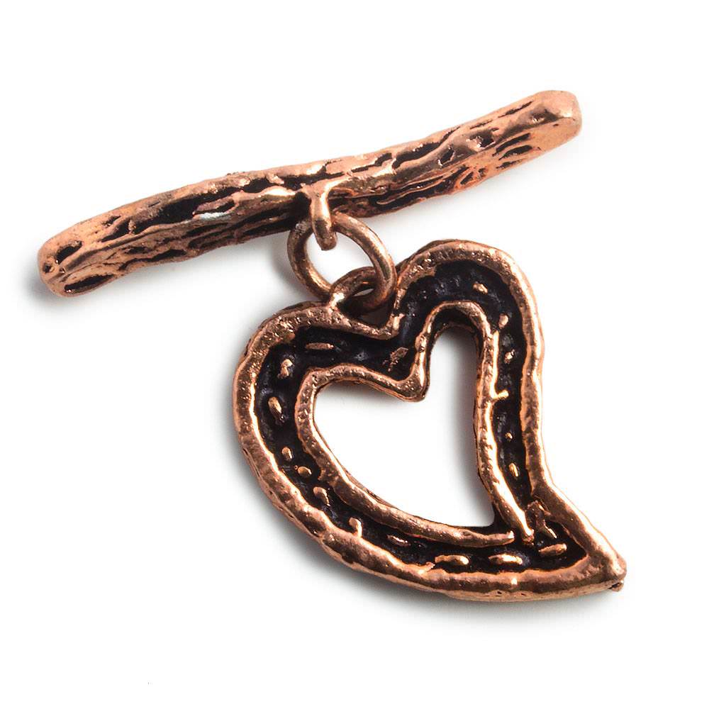 26x20mm Copper Toggle Antiqued Heart