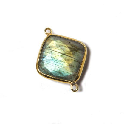 26x20x5mm Vermeil Bezeled Labradorite faceted square Connector 1 piece