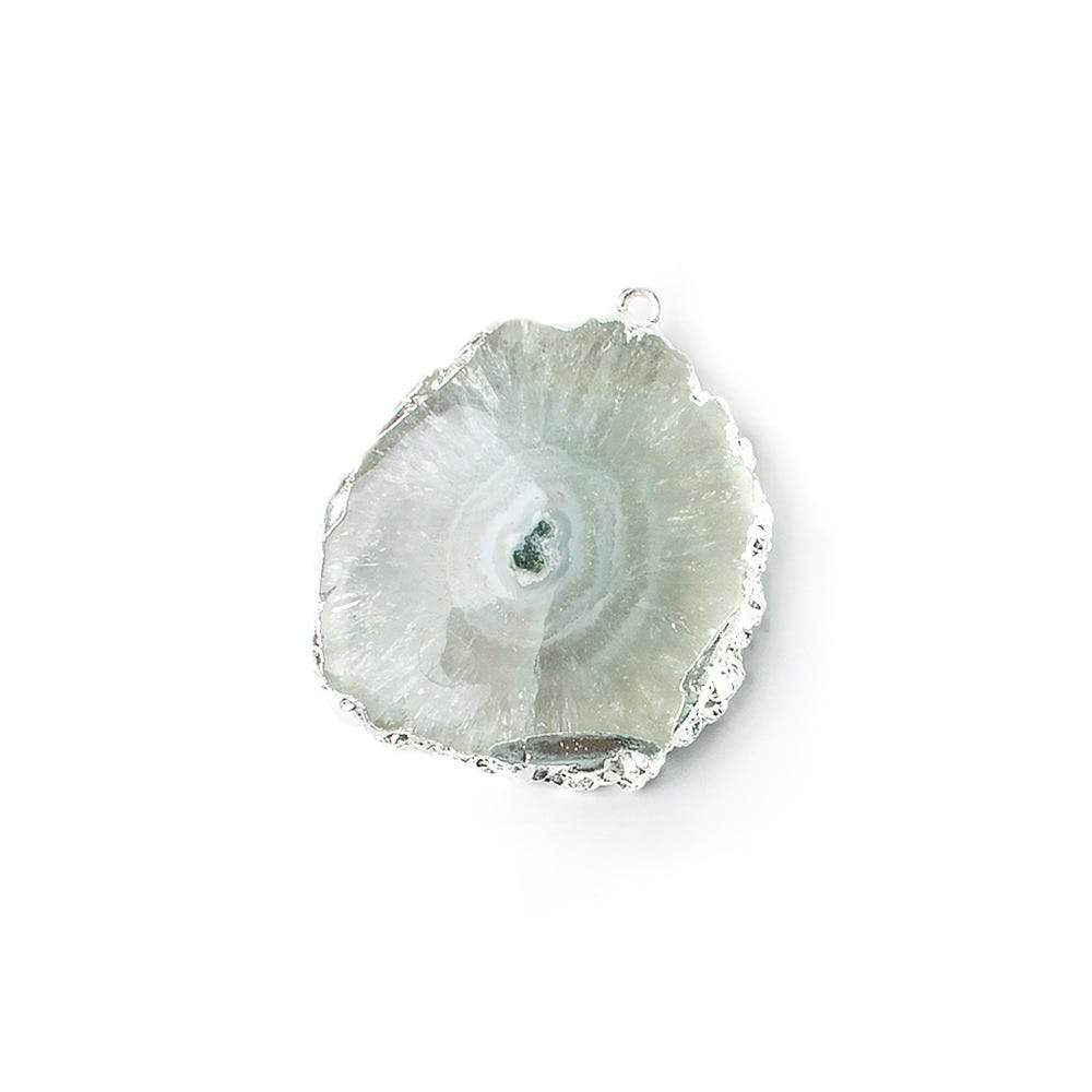 26x21mm Silver leafed Solar Quartz Slice Pendant 1 piece