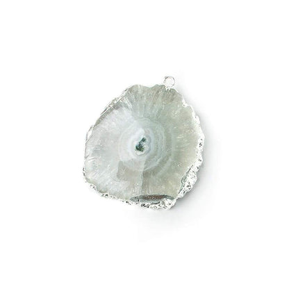 26x21mm Silver leafed Solar Quartz Slice Pendant 1 piece