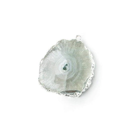 26x21mm Silver leafed Solar Quartz Slice Pendant 1 piece