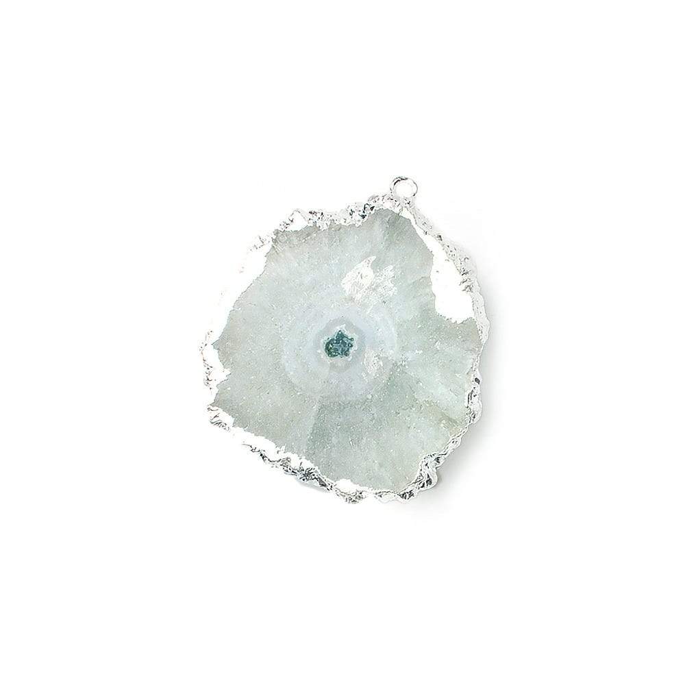 26x21mm Silver leafed Solar Quartz Slice Pendant 1 piece