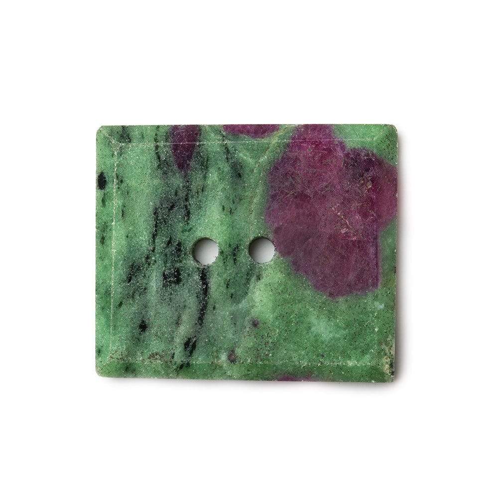 26x22mm Ruby in Zoisite rectangle 2.5mm hole button 1 piece