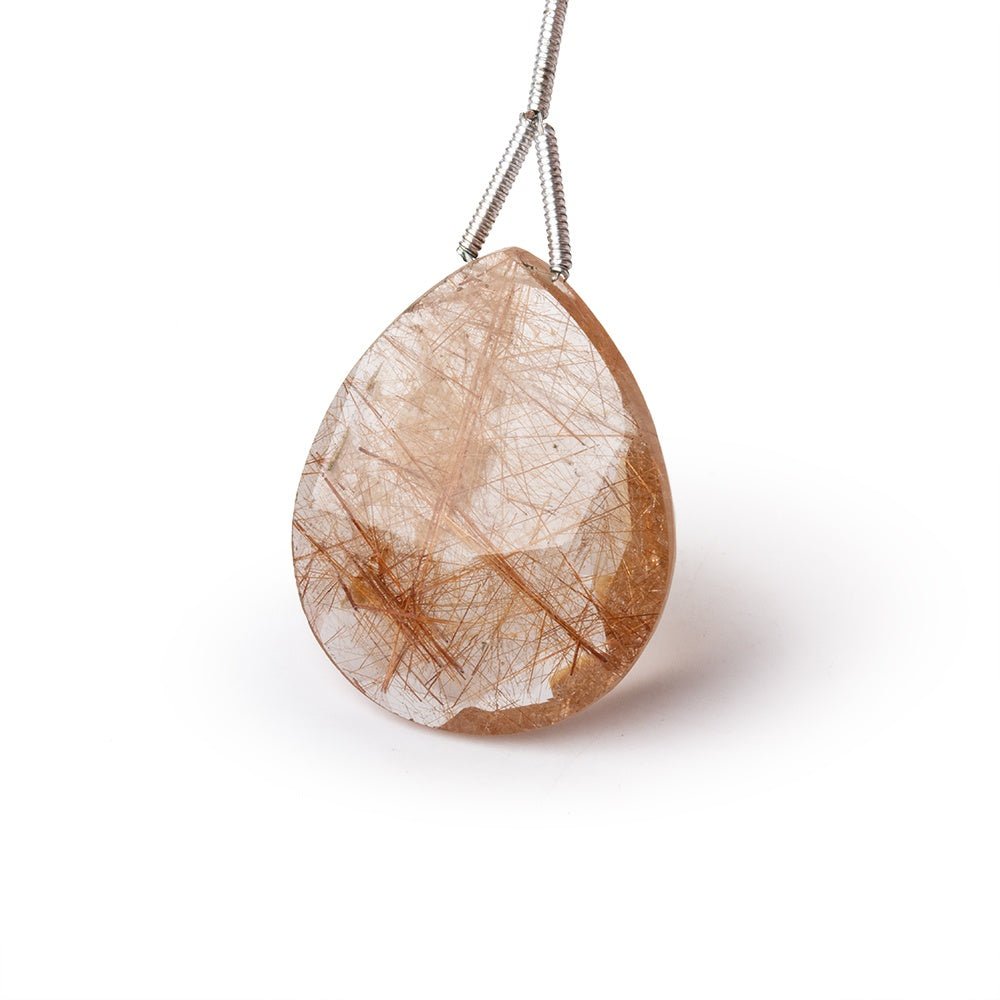 26x22mm Rutilated Quartz Faceted Pear Focal Bead 1 piece