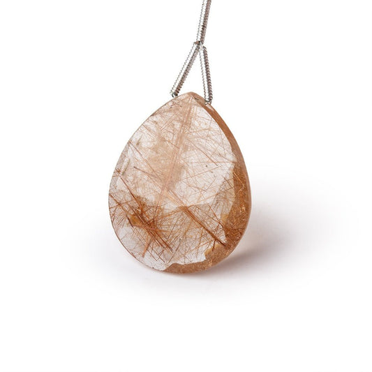 26x22mm Rutilated Quartz Faceted Pear Focal Bead 1 piece