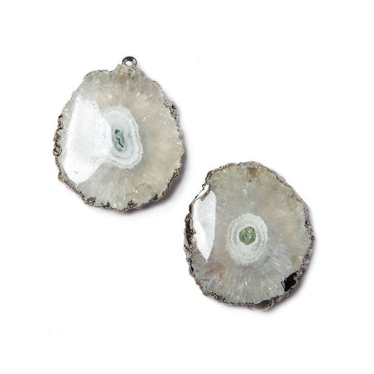 26x22mm to 27x23mm Black Gold Leaf Edged Solar Quartz Stalactite Pendant Set of 2