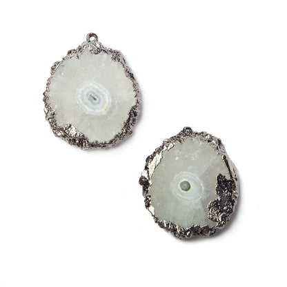 26x22mm to 27x23mm Black Gold Leaf Edged Solar Quartz Stalactite Pendant Set of 2