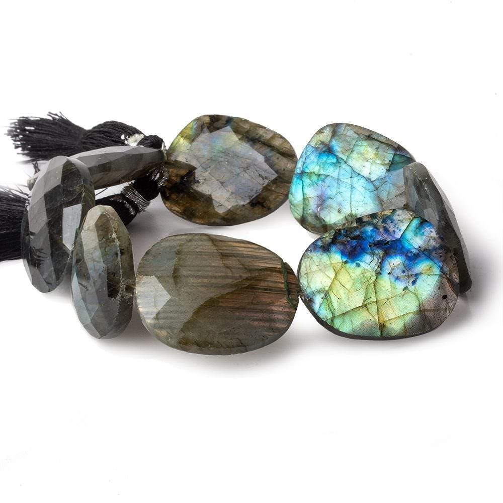 26x23-28x22mm Labradorite faceted flat nugget beads 9 inch 7 pieces