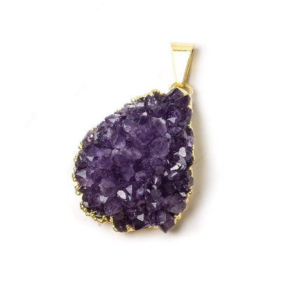 26x23mm average Gold Leafed Amethyst Drusy Pendant with Gold Bail 1 piece