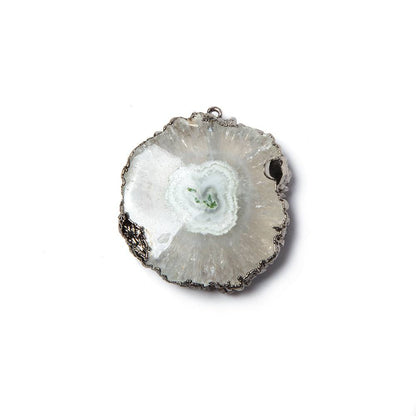 26x24mm Black Gold Leaf Edged Solar Quartz Stalactite Pendant 1 piece