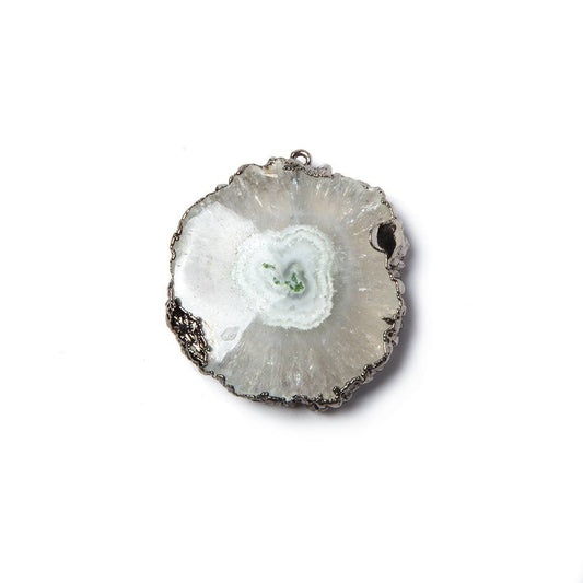 26x24mm Black Gold Leaf Edged Solar Quartz Stalactite Pendant 1 piece