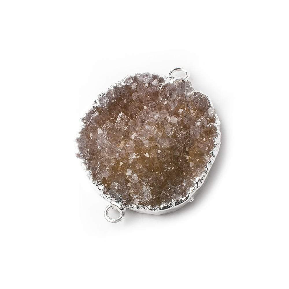 26x25x4mm Silver Leaf Warm Blush Agate Drusy Free Shape Connector 1 piece