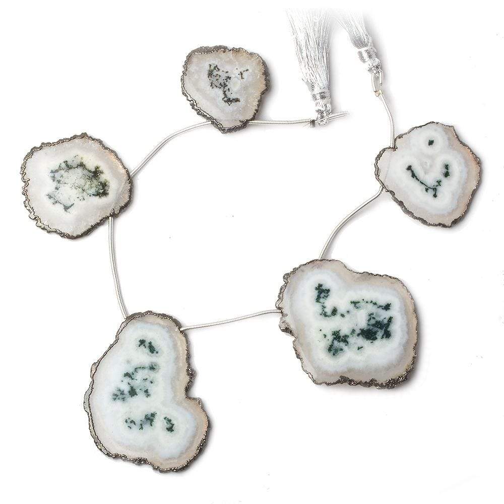 26x26-42x34mm Black Gold Leafed Solar Quartz Slices AAA Grade 5 pieces