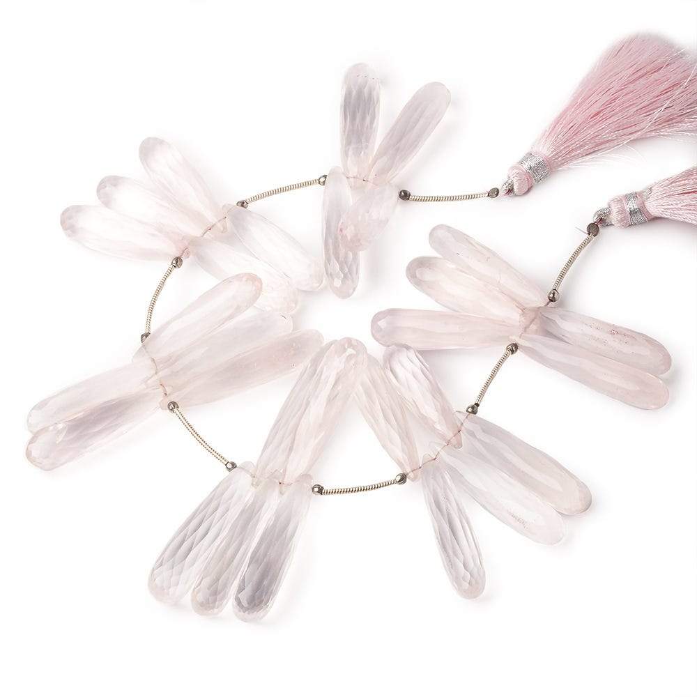 26x8-33x8mm Rose Quartz Tear Drop Beads 8 inch 29 pieces