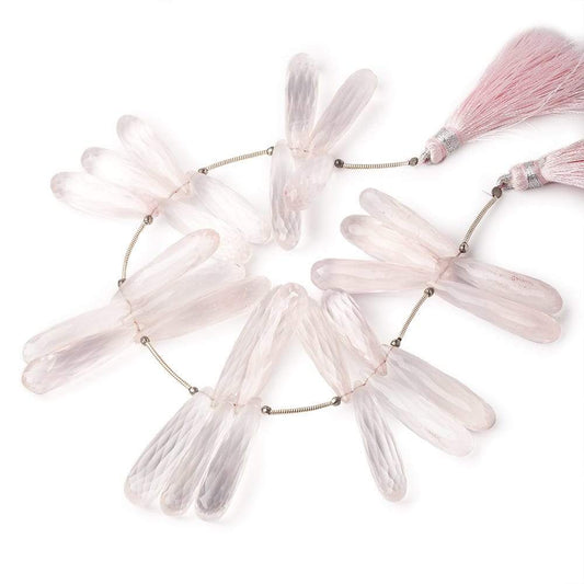 26x8-33x8mm Rose Quartz Tear Drop Beads 8 inch 29 pieces
