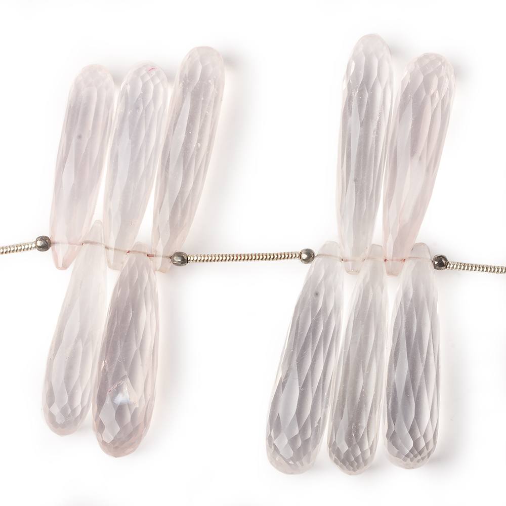 26x8-33x8mm Rose Quartz Tear Drop Beads 8 inch 29 pieces