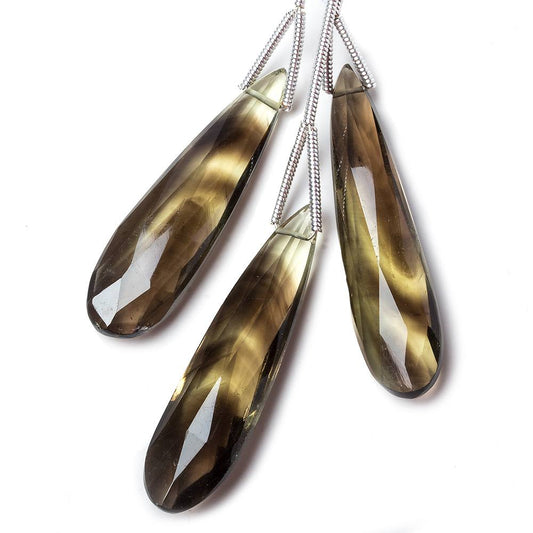 27 - 32mm Bi-Color Quartz Elongated Faceted Pear Focal Set of 3