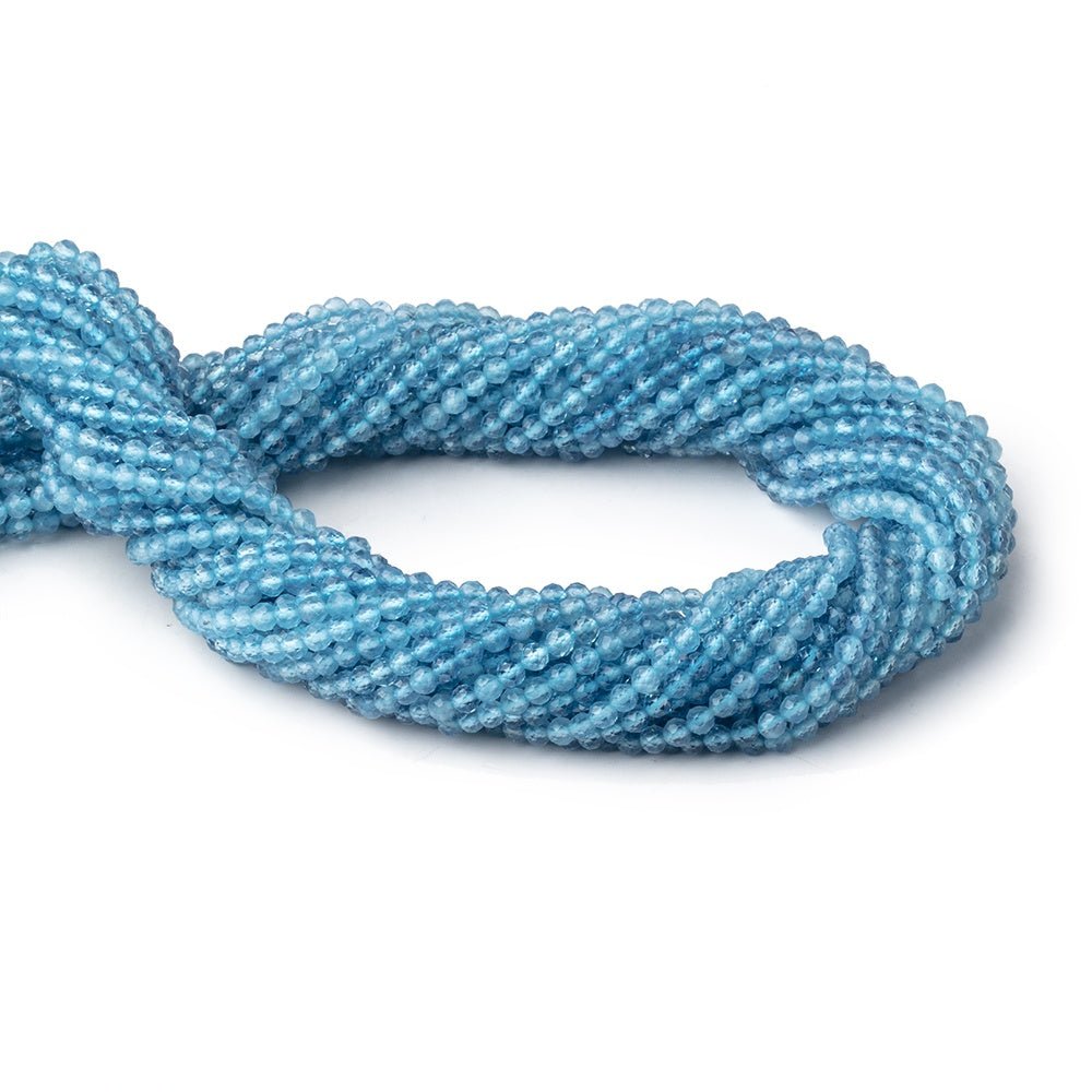 2.7mm Aquamarine Micro Faceted Round Beads 12.5 inch 118 pieces