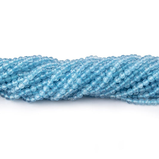 2.7mm Aquamarine Micro Faceted Rounds 12.5 inch 118 Beads