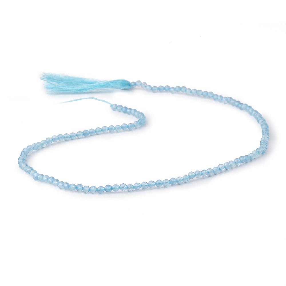 2.7mm Aquamarine Micro Faceted Rounds 12.5 inch 118 Beads