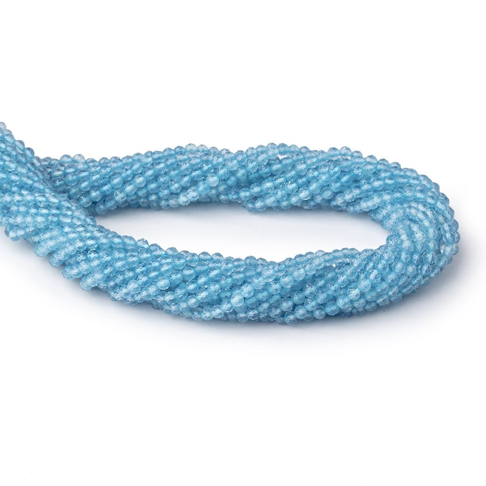 2.7mm Aquamarine Micro Faceted Rounds 12.5 inch 118 Beads