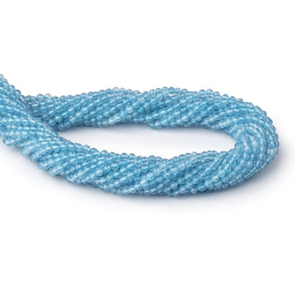 2.7mm Aquamarine Micro Faceted Rounds 12.5 inch 118 Beads