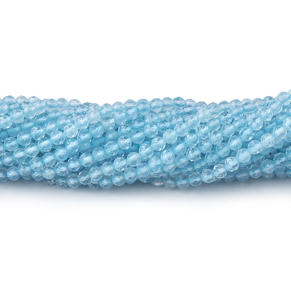 2.7mm Light Aquamarine Micro Faceted Rounds 12.5 inch 118 Beads