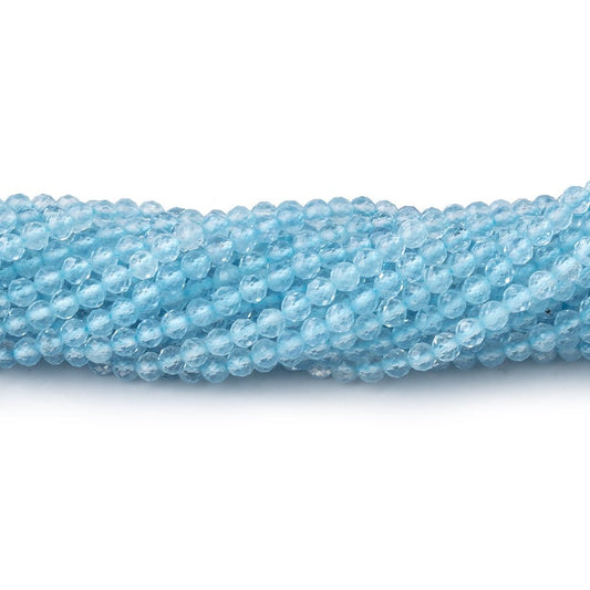 2.7mm Light Aquamarine Micro Faceted Rounds 12.5 inch 118 Beads