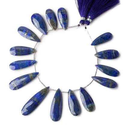 27x10-42x11.5mm Lapis Lazuli faceted pear beads 8 inch 14 pieces AA