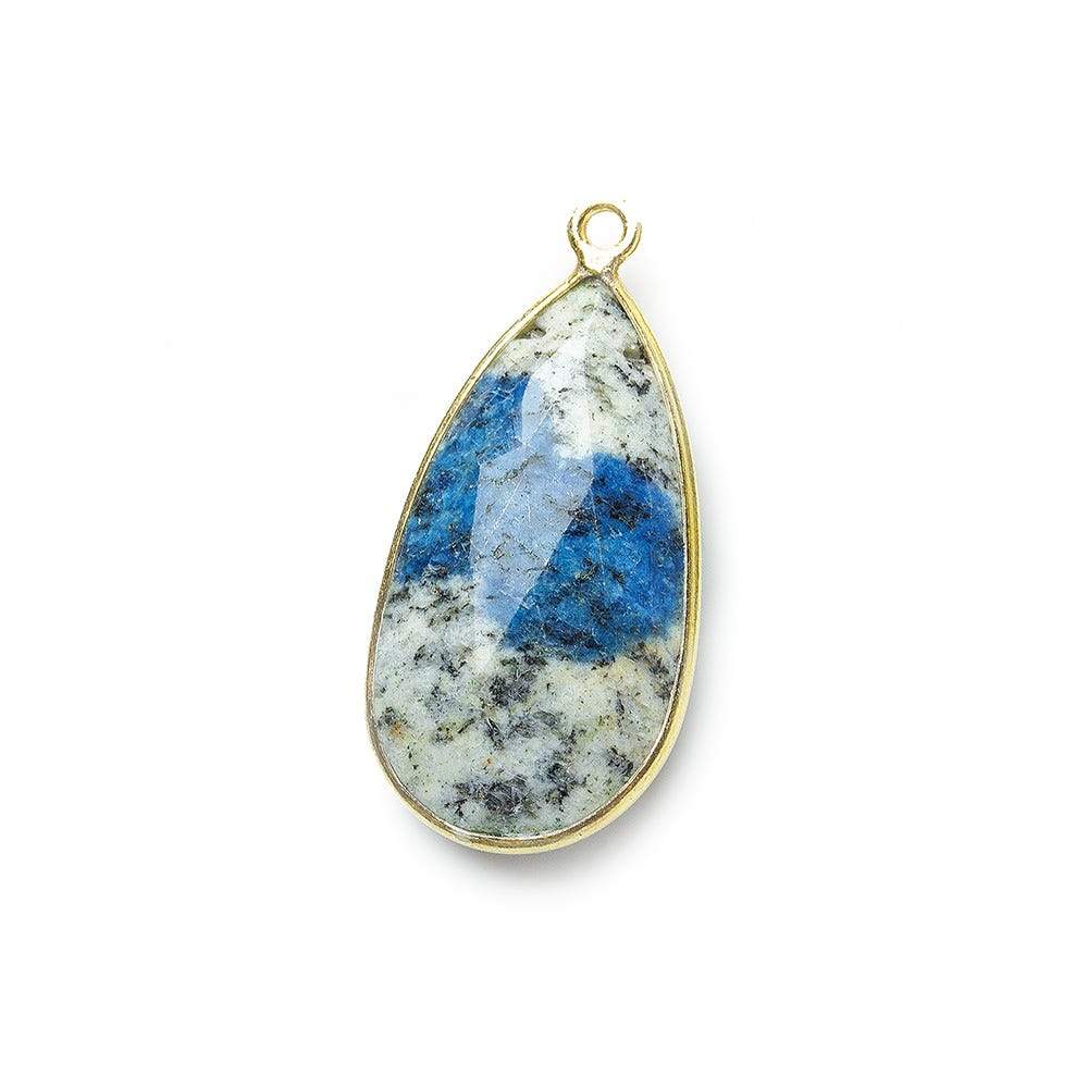 27x13mm Vermeil Bezel K2 Granite & Azurite faceted Pear Pendant 1 piece
