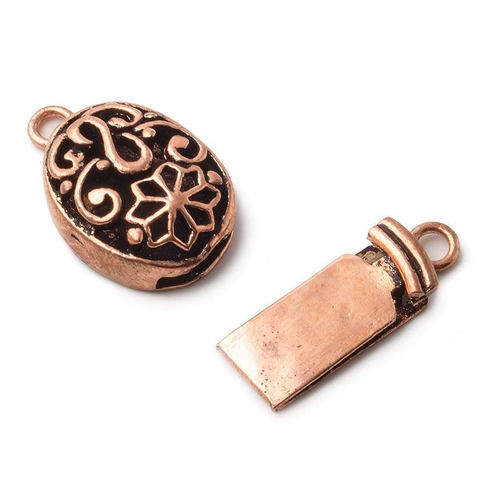 27x13x6mm Copper Box Clasp Floral Scroll Stem Set of 2