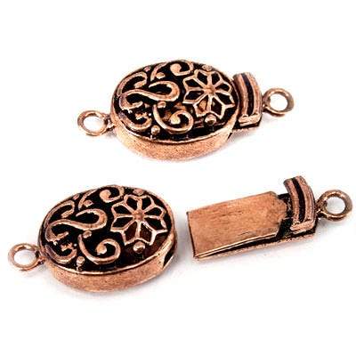 27x13x6mm Copper Box Clasp Floral Scroll Stem Set of 2