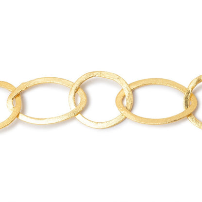 27x16mm & 19mm 22kt Gold plated Brushed Round and Marquise Link Chain
