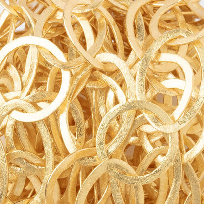 27x16mm & 19mm 22kt Gold plated Brushed Round and Marquise Link Chain