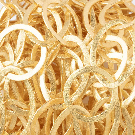 27x16mm & 19mm 22kt Gold plated Brushed Round and Marquise Link Chain