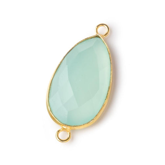 27x16mm Vermeil Bezel Seafoam Chalcedony Faceted Nugget Connector 1 piece