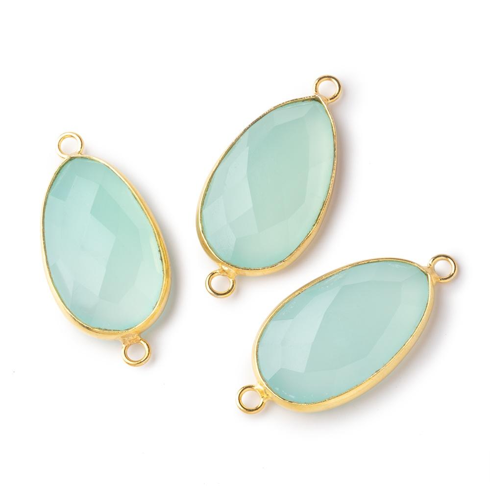 27x16mm Vermeil Bezel Seafoam Chalcedony Faceted Nugget Connector 1 piece