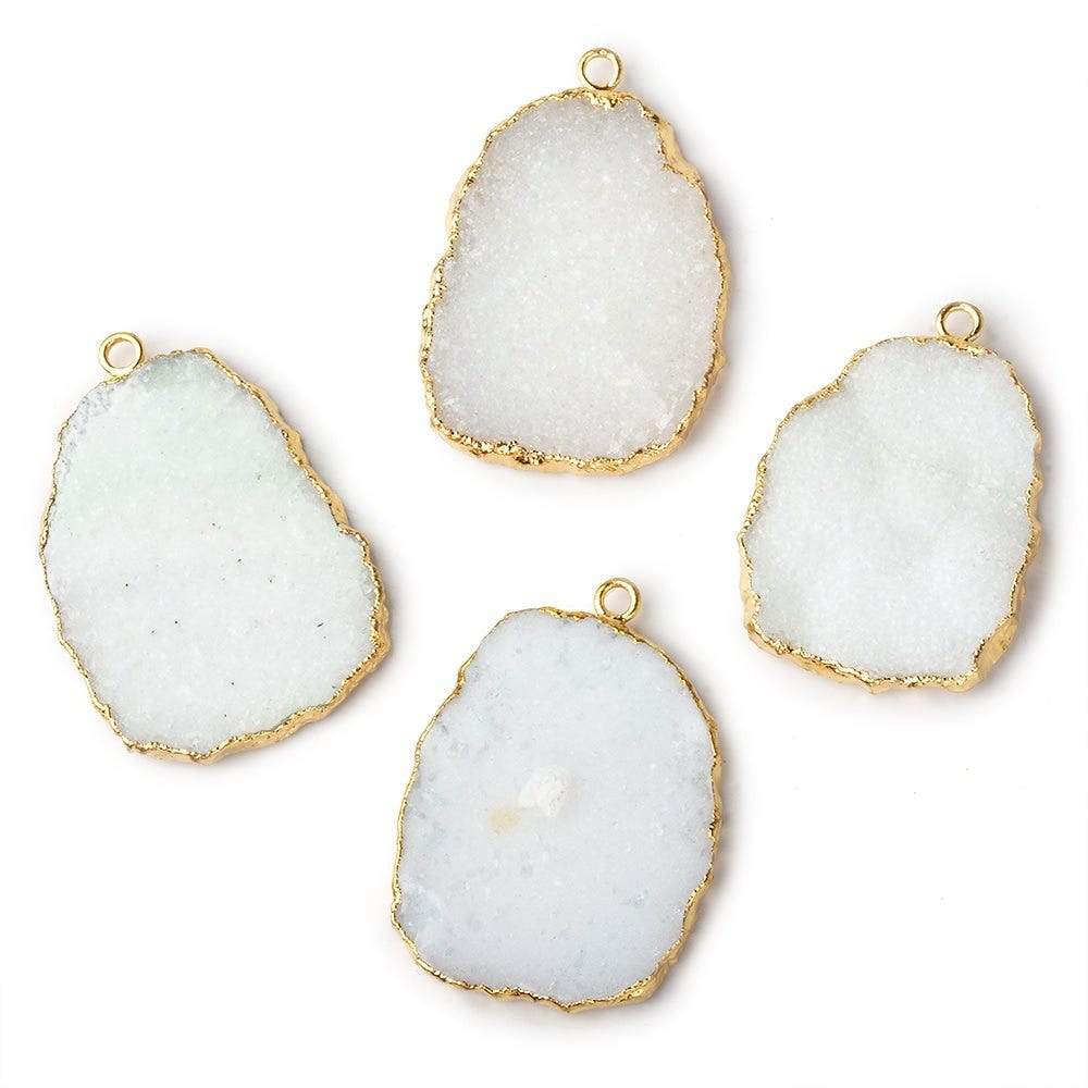 27x21mm Gold Leafed White Drusy Pendant 1 piece